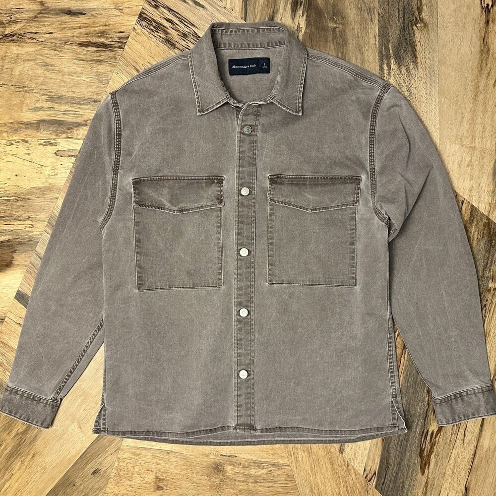 Abercrombie Stretch Workwear Utility Shirt Gray Small